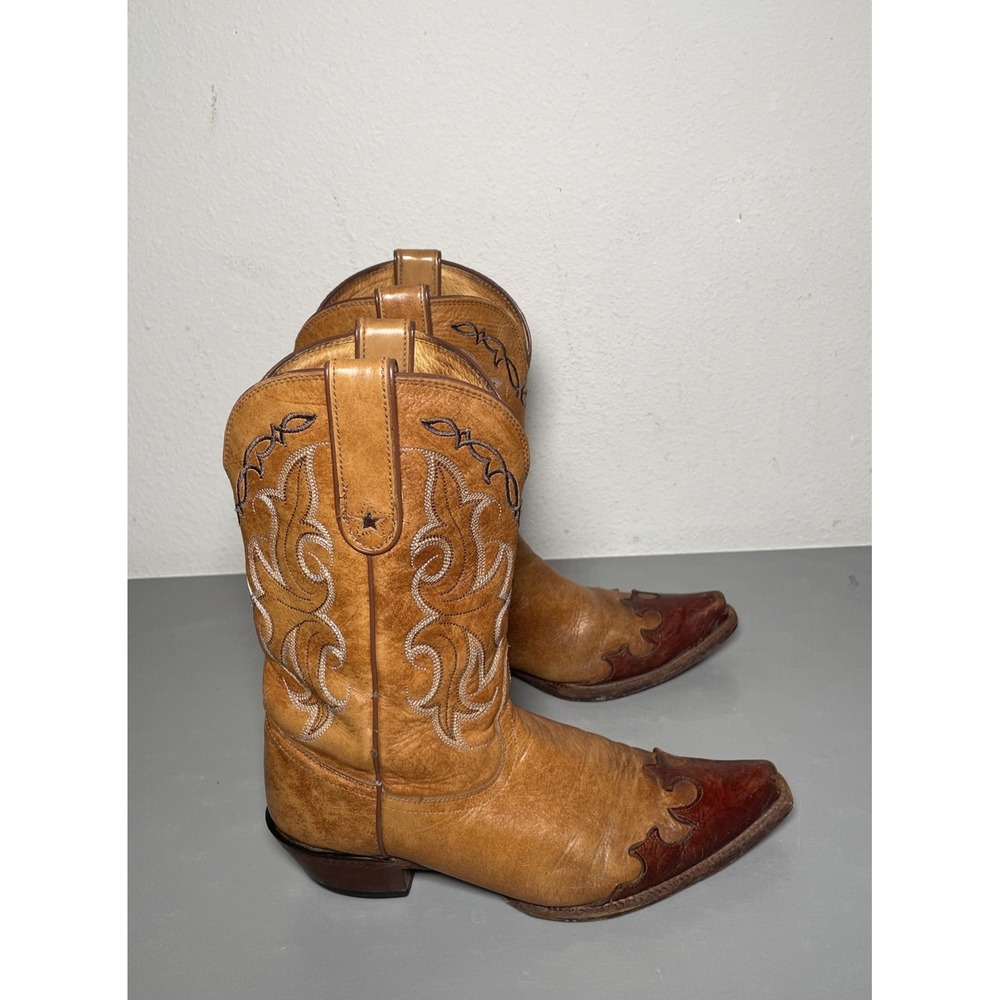 TONY LAMA VAQUERO SANTA FE Cowboy Leather BOOTS Snip Toe Tip Western WOMEN 9 B